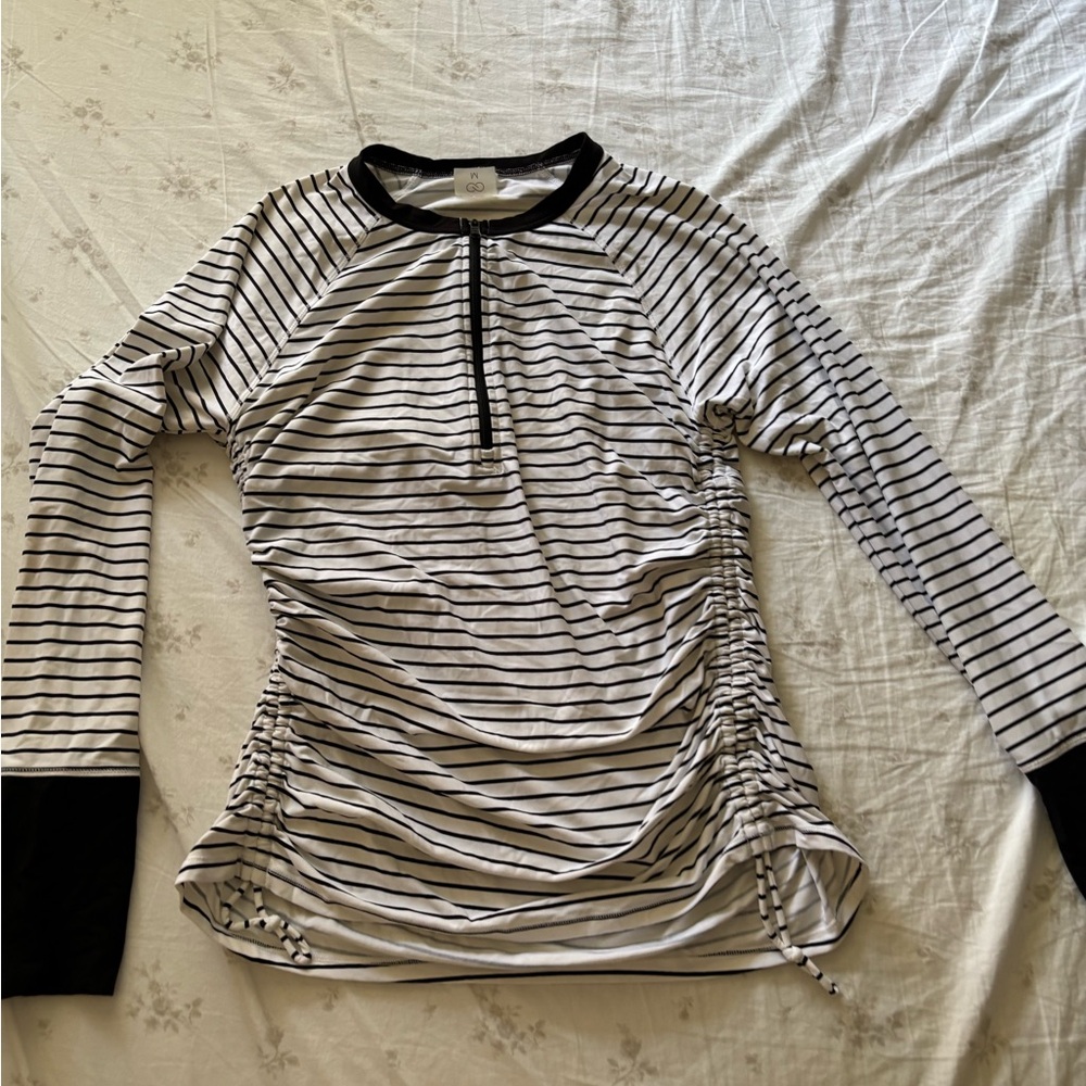 CALIA by Carrie Underwood Black and White Striped Long Sleeve Top